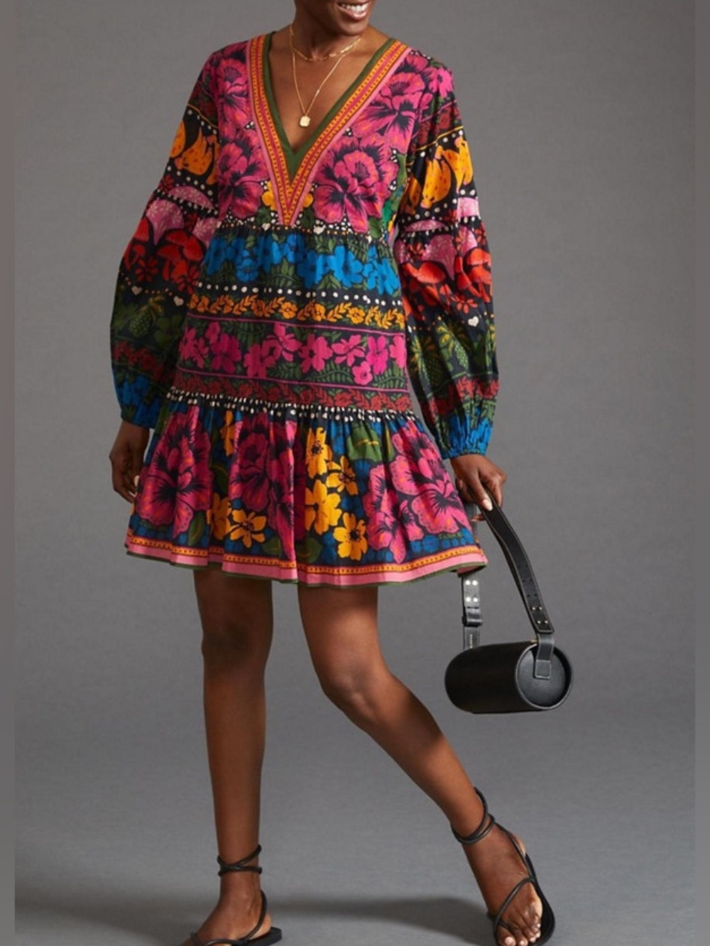 Farm Rio •  Puff Sleeve Tunic Mini Dress